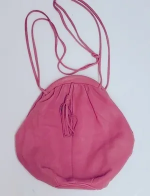 Vintage Valley Girl Pink Leather‎ Clam Shell Crossbdy Bag A27 thumbnail 1