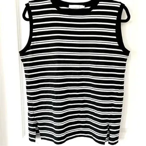 American Holic Black and White Striped Sleeveless Top Large thumbnail 1