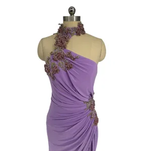 NWT Ieena for Mac Duggal 2227 Lilac Lavender One-Shoulder‎ Beaded Gown Sz 2 thumbnail 5