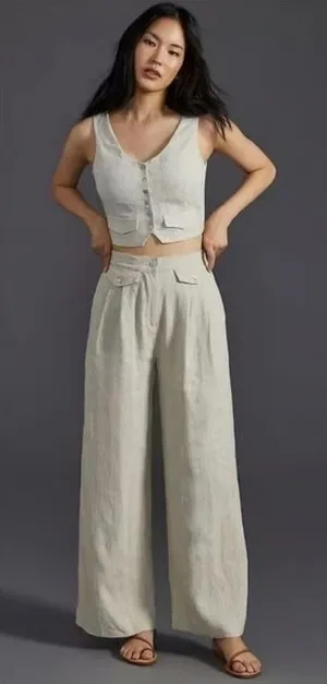 Sovere Anthropologie Linen Pants thumbnail 1