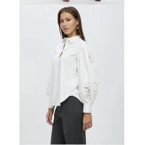 Kate Spade New York Poplin Cutwork Shirt White Button Down Eyelet Sleeve Size 8 thumbnail 2