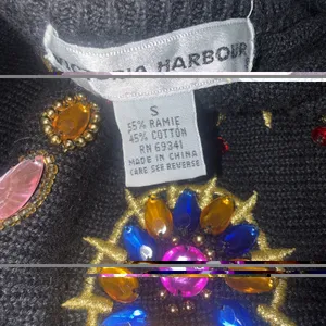 Vintage Beaded Jewel Black Sweater 80s 90s Glam Maximalist Statement Artsy Small thumbnail 13