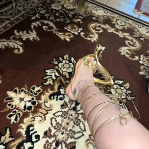 NWT Lace up gold butterfly heels Anne Michelle strappy size 9 thumbnail 8
