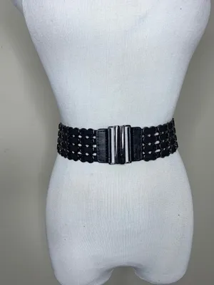 Black Stretch Belt Silver Hardware OSFA thumbnail 1