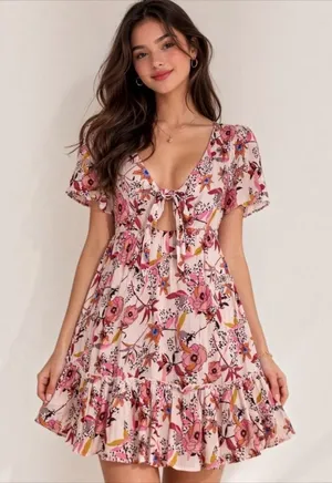 Pink Floral Dress thumbnail 1