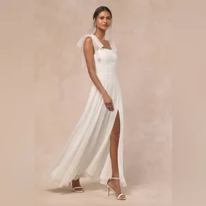 NEW Lulus Radiant Romance White Tie-Strap Maxi Dress Sz Large Wedding Bridal thumbnail 4