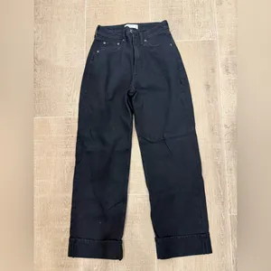 Abercrombie & Fitch curve love high rise jeans cuff hem in black (25 short) thumbnail 6