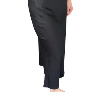 Grade & Gather Black Silky Slip Dress Gathered Side Maxi Side Slit thumbnail 7