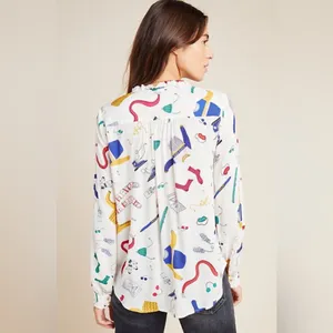 MAEVE Anthropologie Blouse Sz 10 Snow Day Long Sleeve Novelty Whimsical thumbnail 9