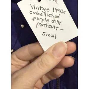 FuDa Silk Windbreaker Jacket Purple Womens PL Full Zip Studded Quilted‎ Vtg 90s thumbnail 4