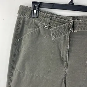 LL Bean Women’s Green Pants with Belt straight leg size 12 thumbnail 3