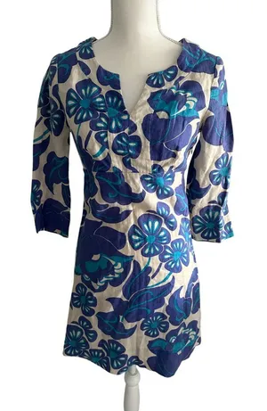 BODEN Womens Blue White Floral Tunic Dress Size US 2 thumbnail 1