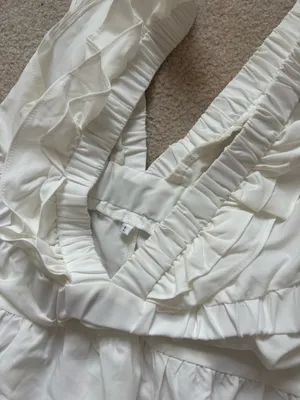 White Ruffle Mini Dress Sorority Rush Size L thumbnail 2