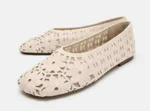 Zara NWOT Floral Crochet Ballet Flats EU 38 size 7.5 thumbnail 1
