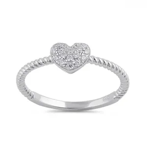 Sterling Silver SIZE 9 925  Clear Rope Heart Ring thumbnail 2