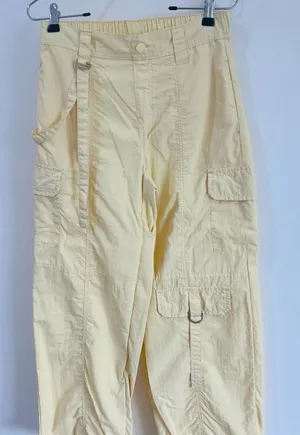 No Boundaries Pale Yellow Cargo Pants with Utility Pockets thumbnail 1