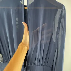 NWT ModCloth Sheer Long Sleeve Mock‎ Neck Mini Dress in Navy Blue Size 6 thumbnail 12