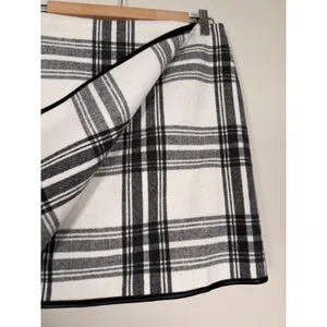 Joe Fresh Plaid Wool Blend Wrap‎ Mini Skirt Black White Party Women's Size 6 thumbnail 2