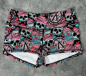 Women’s Skull & Cupcake Print Active Shorts - Pink‎ Blue thumbnail 3