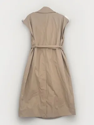NEW H&M Sleeveless Trench Coat Layering Dress Tan Khaki Womens SMALL Belted thumbnail 7