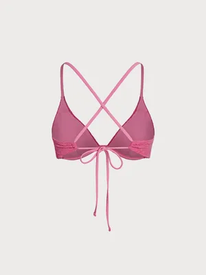 Berlook Pink Jacquard Underwire Triangle Bikini Top & Tie Cutout Bottom thumbnail 6