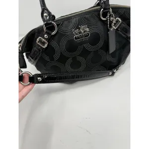 Coach Madison Dotted Op Art Sophia Satchel Bag Black Patent Trim Women Small thumbnail 4