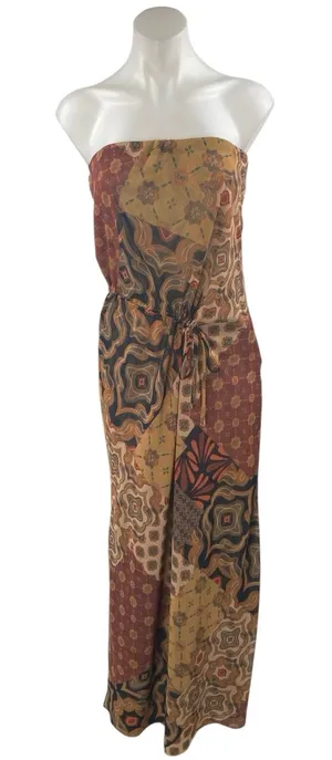 MISA Los Angeles Mariah Multicolor Floral Strapless Ruched Midi Tube Dress Sz S thumbnail 1