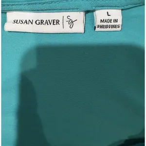 Susan Graver QVC Teal Liquid Knit Asymmetrical Cascading Ruffle Top Size Large thumbnail 4