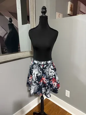 Abercrombie & Fitch Floral Y2K Skater Romantic Cottage-Core Black Mini Skirt M thumbnail 4