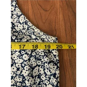 Old Navy Fit Flare Linen Blend Cami Navy White Floral Print Dress 2X Coastal Vac thumbnail 4