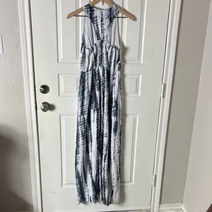Japna Blue and White Tie-Dye Maxi Dress medium thumbnail 3