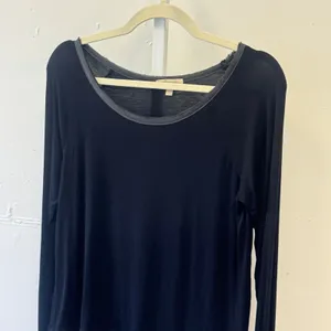 Bordeaux Black Mixed Media High Low Long Sleeve Top Small Raglan Satin Trim thumbnail 3