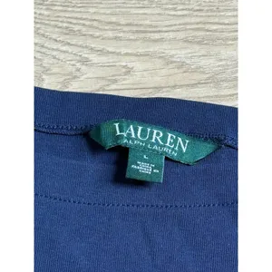 EUC Womens‎ Lauren Ralph Lauren boat neck Navy red stripe bow short sleeve top L thumbnail 3