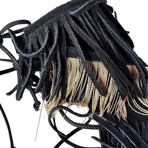 NEW Schutz Fringe Suede Stiletto Sandal Metal and Suede Fringe Black Size 9.5 thumbnail 6