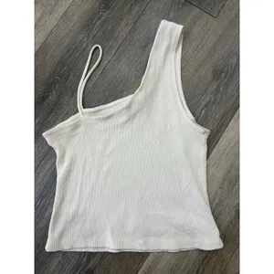 Free People We The Free One Shoulder Ribbed Tank Top Cream Medium thumbnail 2