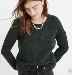 Madewell Charley Crewneck Sweater Forest Green Size M thumbnail 1