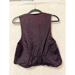 Turn On Vintage Tapestry Vest Womens Large Floral Brocade Metallic Cropped USA thumbnail 8