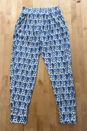 Roller Rabbit Blue and White Monkey Print Bottoms thumbnail 1