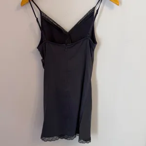 Urban Outfitters Lace Trim Satin Slip Dress Blue‎ Cinched Mini Romantic Size S thumbnail 5