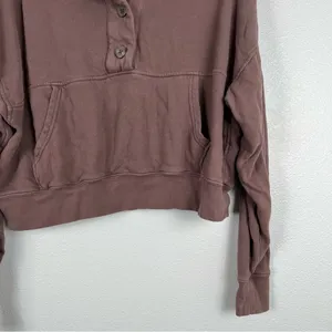 Aerie Mock Neck Cropped Pullover Brown Sz XS‎ thumbnail 4