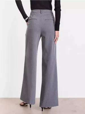 NWT LOFT Versa Seasonless Stretch Double Pleat Wide Leg Pants Heather Gray Sz 14 thumbnail 2