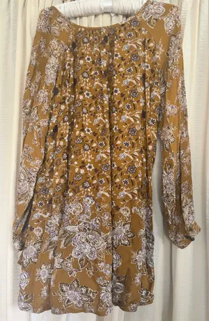 Free People Mustad Yellow Long Sleeve floral dress thumbnail 2