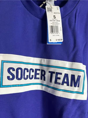 Adidas Soccer Teams Color Block Blue Crewneck Sweatshirt Oversized Womens Small thumbnail 5