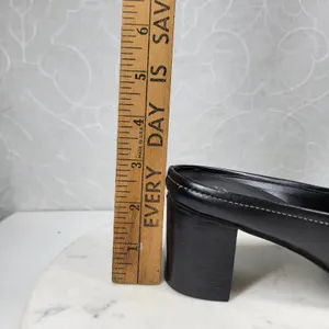 VTG Bass Artist Mules Womens 6 Black Leather Slip On Square Toe Block Heel 2003 thumbnail 16