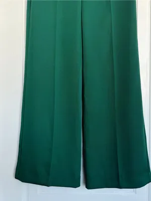 Tuckernuck • Erin Pants wide leg Deep Green dark trouser flat front satin twill thumbnail 9