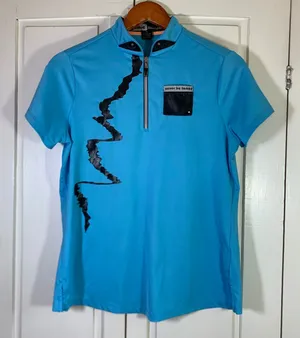 Jamie Sadock Womens Blue Never Be Tamed Quarter Zip Golf Polo Shirt Small READ thumbnail 1