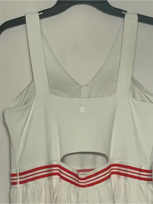 Avia Womens Tennis Dress L 12-14 White Red Striped Pleated Mini Skort thumbnail 4