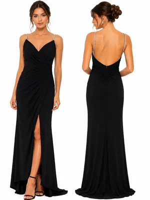 Mac‎ Duggal - Faux Wrap V-Neck Open Back Gown 26695 thumbnail 2