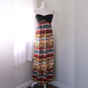 Drama Gold Multicolor Beaded Bandeau Maxi Dress thumbnail 3