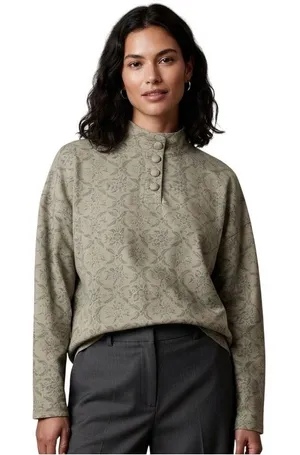 OBR Mock Neck Long‎ Sleeve Floral Button Up Top Small Vintage thumbnail 1